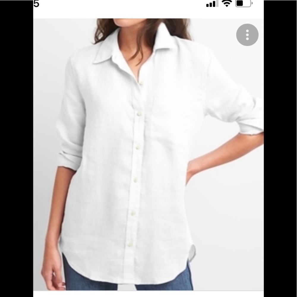 NWT White Linen Boyfriend Shirt